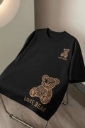 INAWLY Women's Casual Letter & Cartoon Bear Print Round Neck Short Sleeve T-Shirt