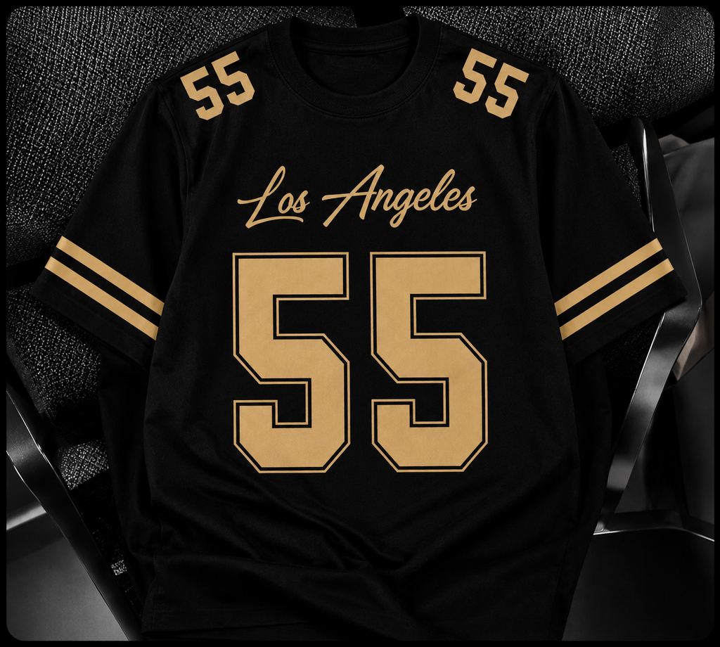 Men's and Girl Los Angeles No. 55 American Football Jersey Black and Golden