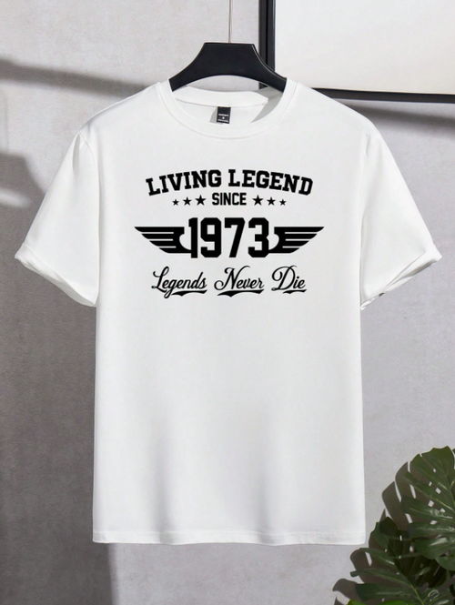 Living Legend Since 1973 Printed T-Shirt for Men – Vintage Birthday Graphic Tee, Legends Never Die Casual Round Neck Cotton Shirt