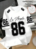Men's Los Angeles No. 86 American Football Jersey Style Digital Print T-Shirt, Black, White, Green, 3-Color Sporty Casual Short Sleeve