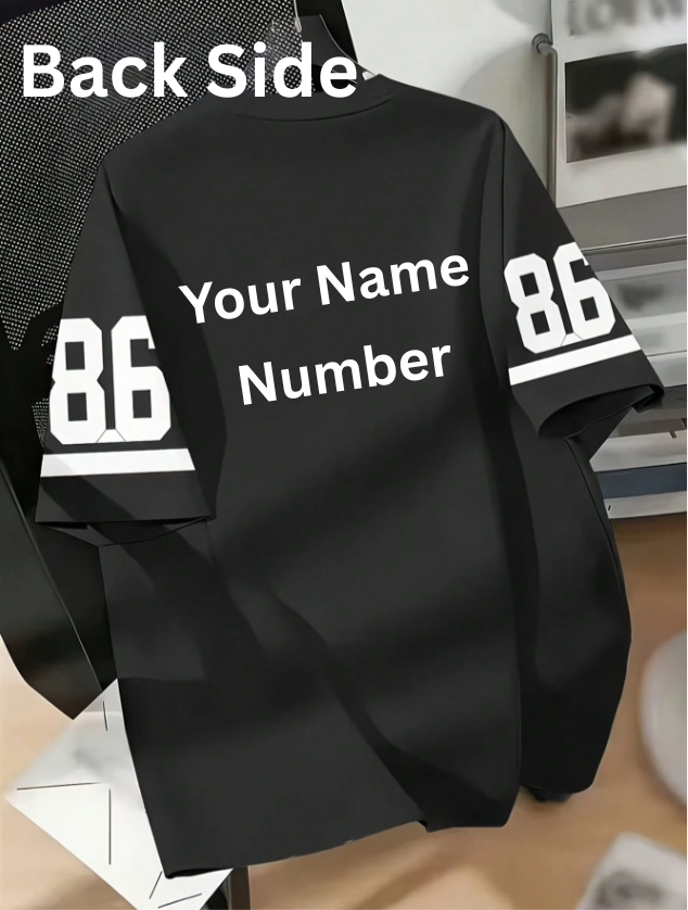 Men's Los Angeles No. 86 Back Side Custom Name Number Print American Football Jersey Style Digital Print T-Shirt, Black, White,
