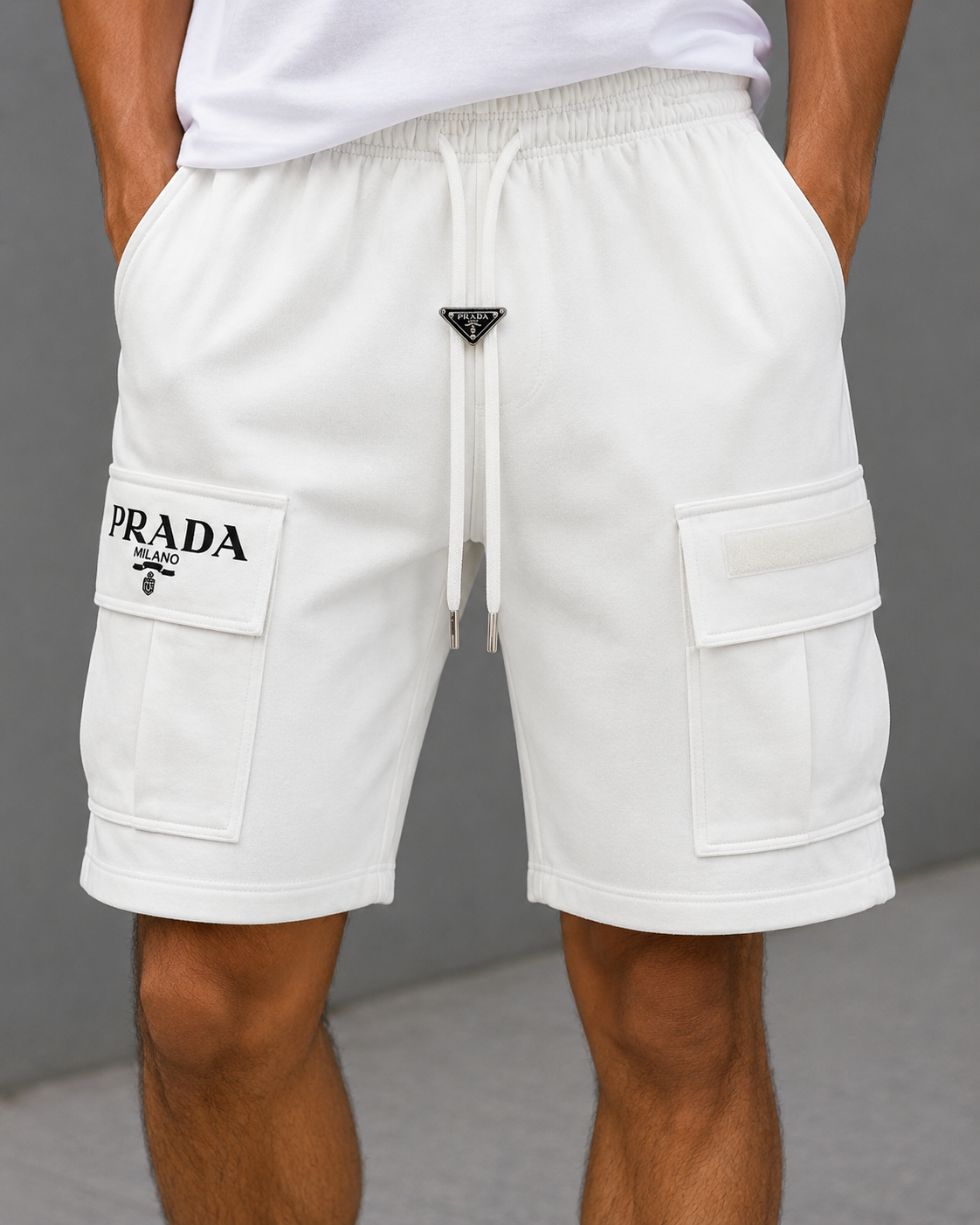 Vertex Wear Co Men's Cargo Shorts Casual Summer Shorts Multi Pocket Streetwear Shorts Drawstring Cotton Blend Knee Length Shorts for Men